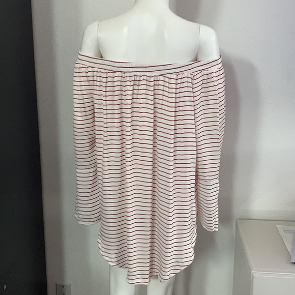 FAITHFULL *Dream* off shoulder tunic top in red  Muse stripe 6 - Picture 9 of 14